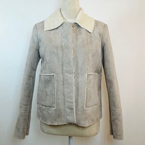 IMNYC Neutral Faux Suede Shearling Jacket XS